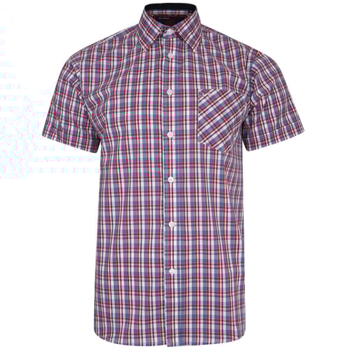 KAM Casual Check Short Sleeve Shirt Red